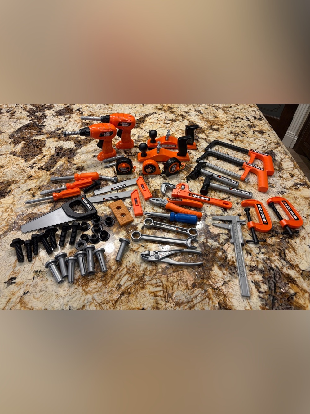 55 Pc Black & Decker Kids pretend tool set   plus carrying bag LIKE NEW